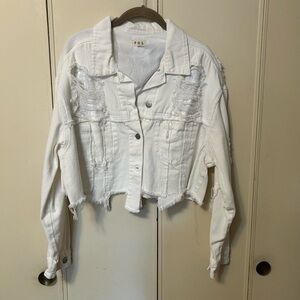 POL White Distressed Jean Jacket NWOT